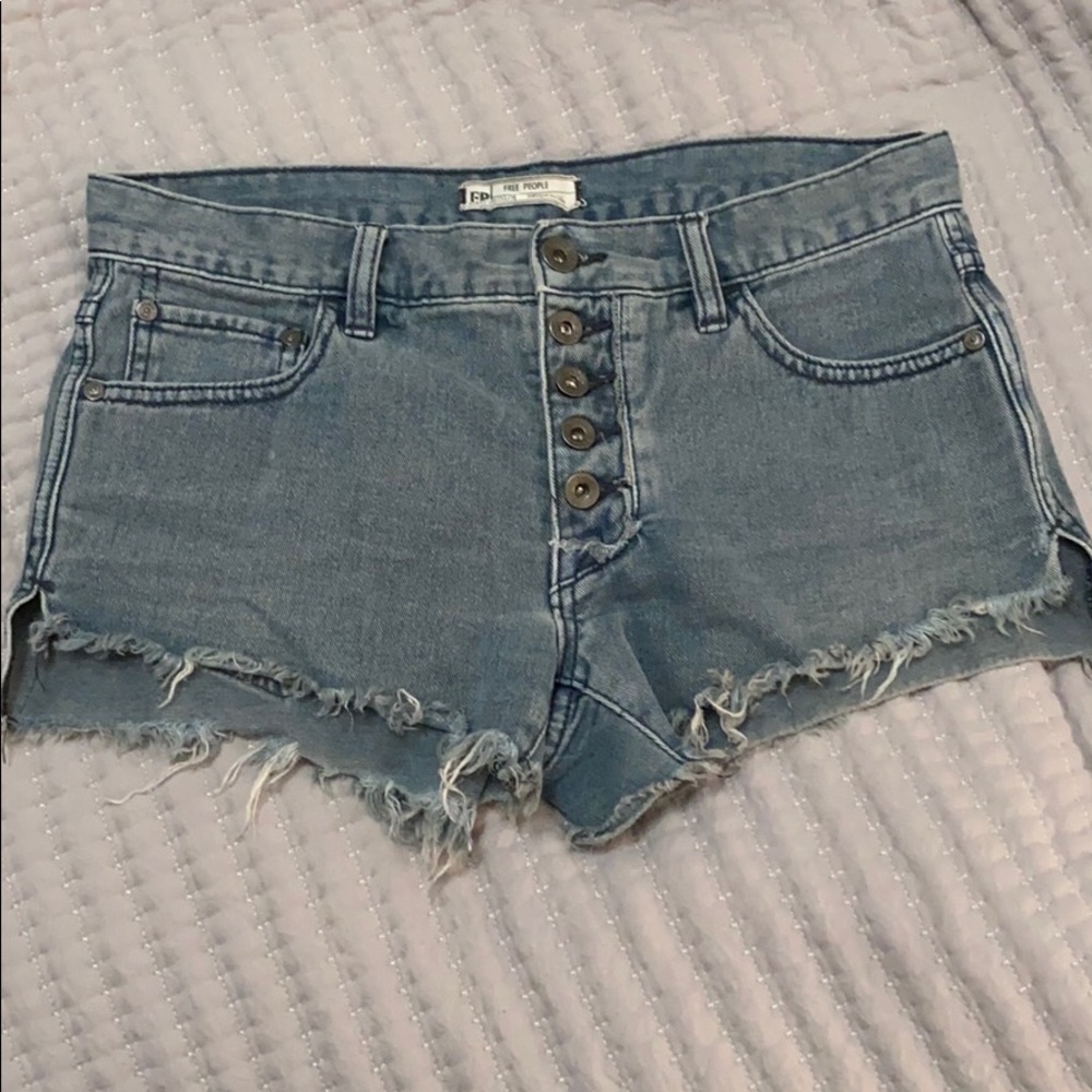 EUC Free People Button Up Mid Rise Cutoff Shorts